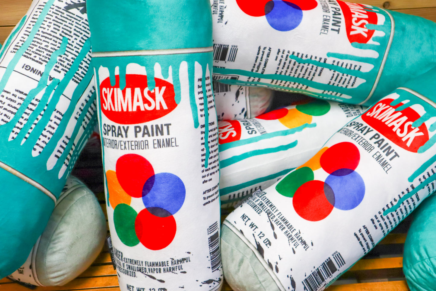 Turquoise Spray Can Plushie Pillow